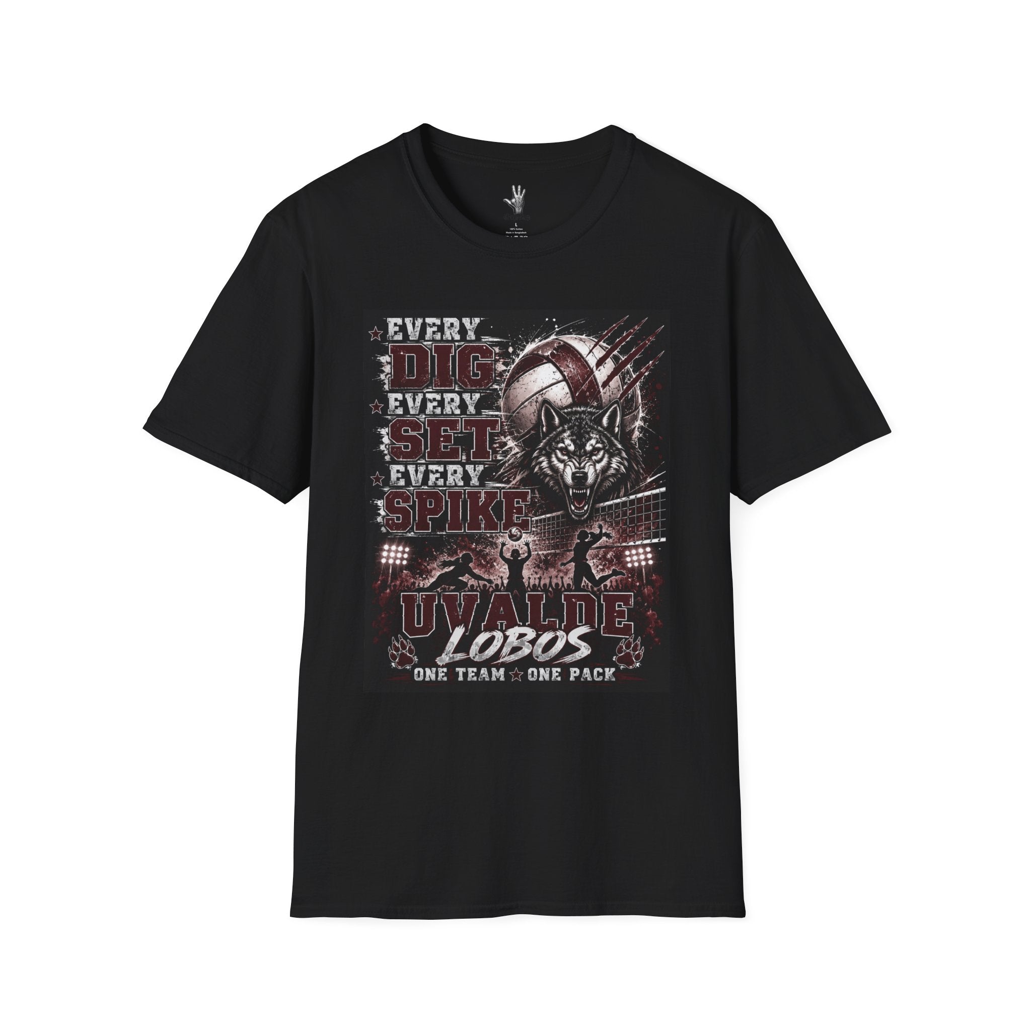 Uvalde Lobos Volleyball Tee — "Every Dig, Every Set, Every Spike" Team Spirit Shirt