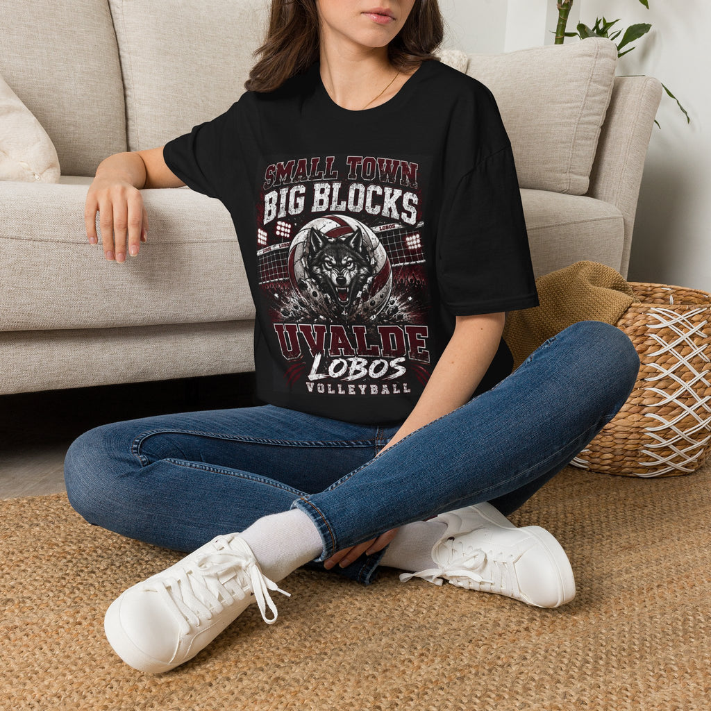 Uvalde Lobos Volleyball T-Shirt — "Small Town Big Blocks" Team Tee