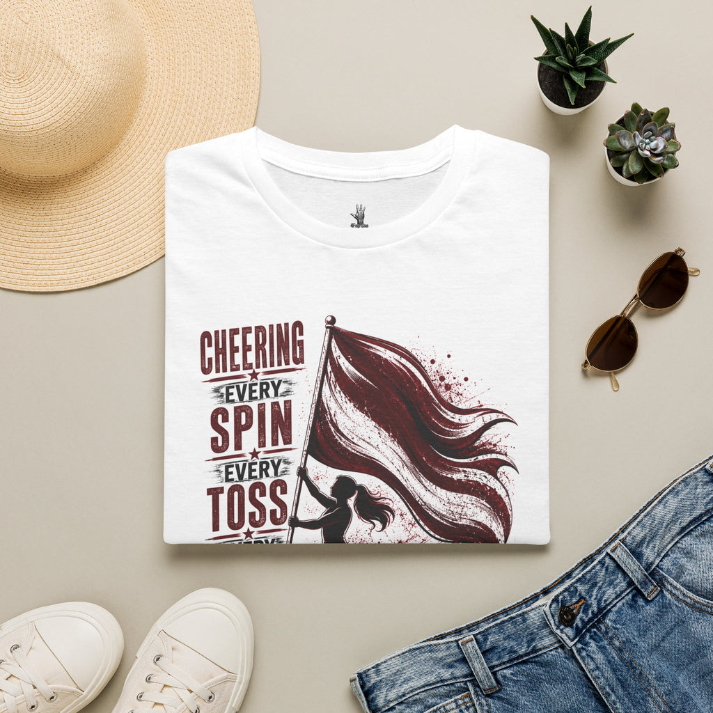 Every Spin Color Guard Flag Team Proud Grand Ma T-Shirt — "Cheering Every Spin Every Toss"