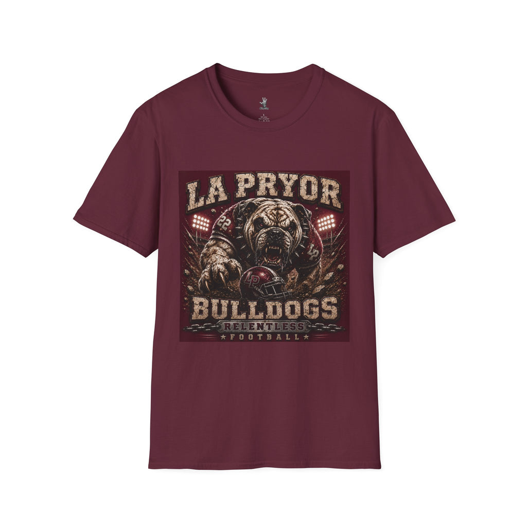 La Pryor Bulldogs "Relentless" T‑Shirt — Vintage Mascot Football Tee