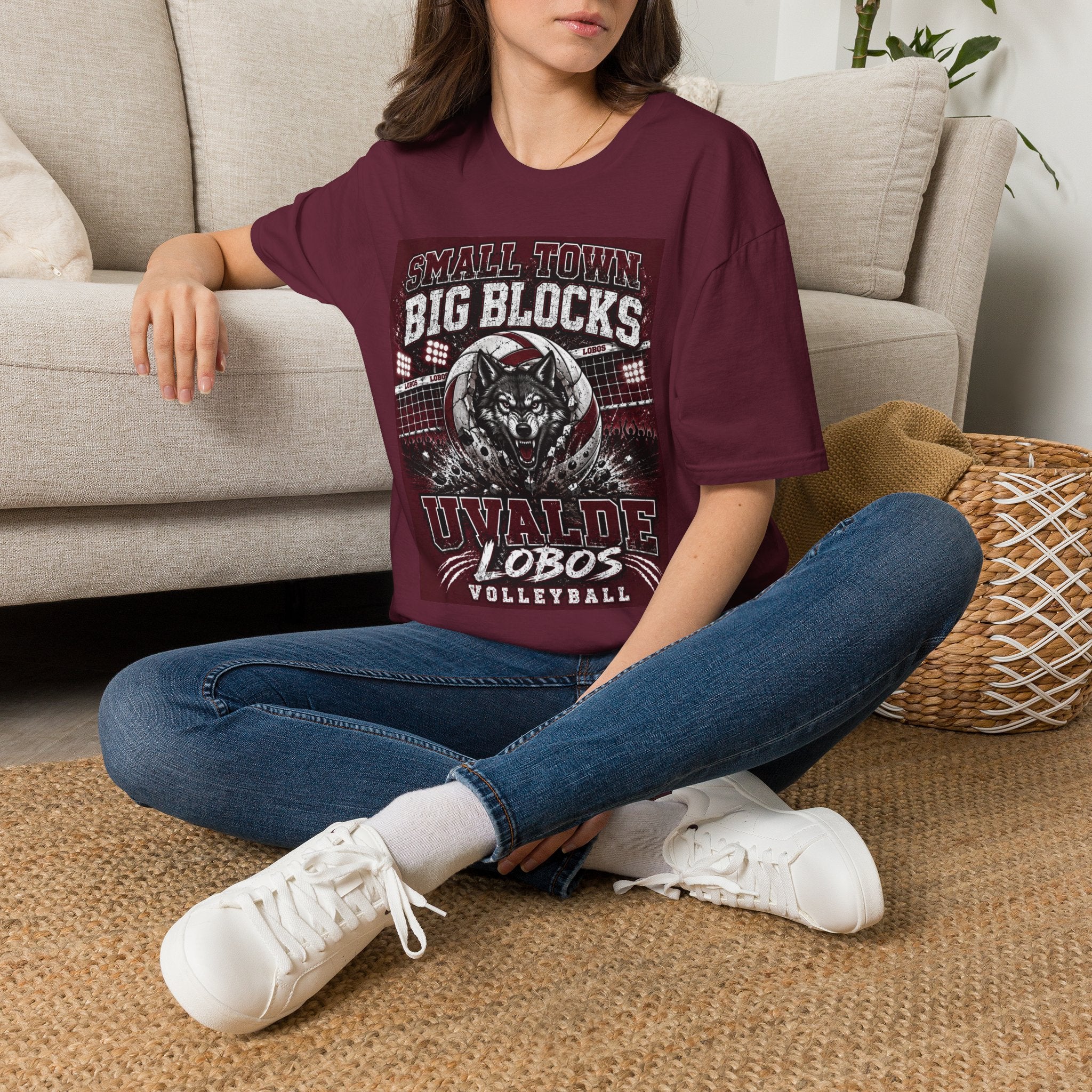 Uvalde Lobos Volleyball T-Shirt — "Small Town Big Blocks" Team Tee