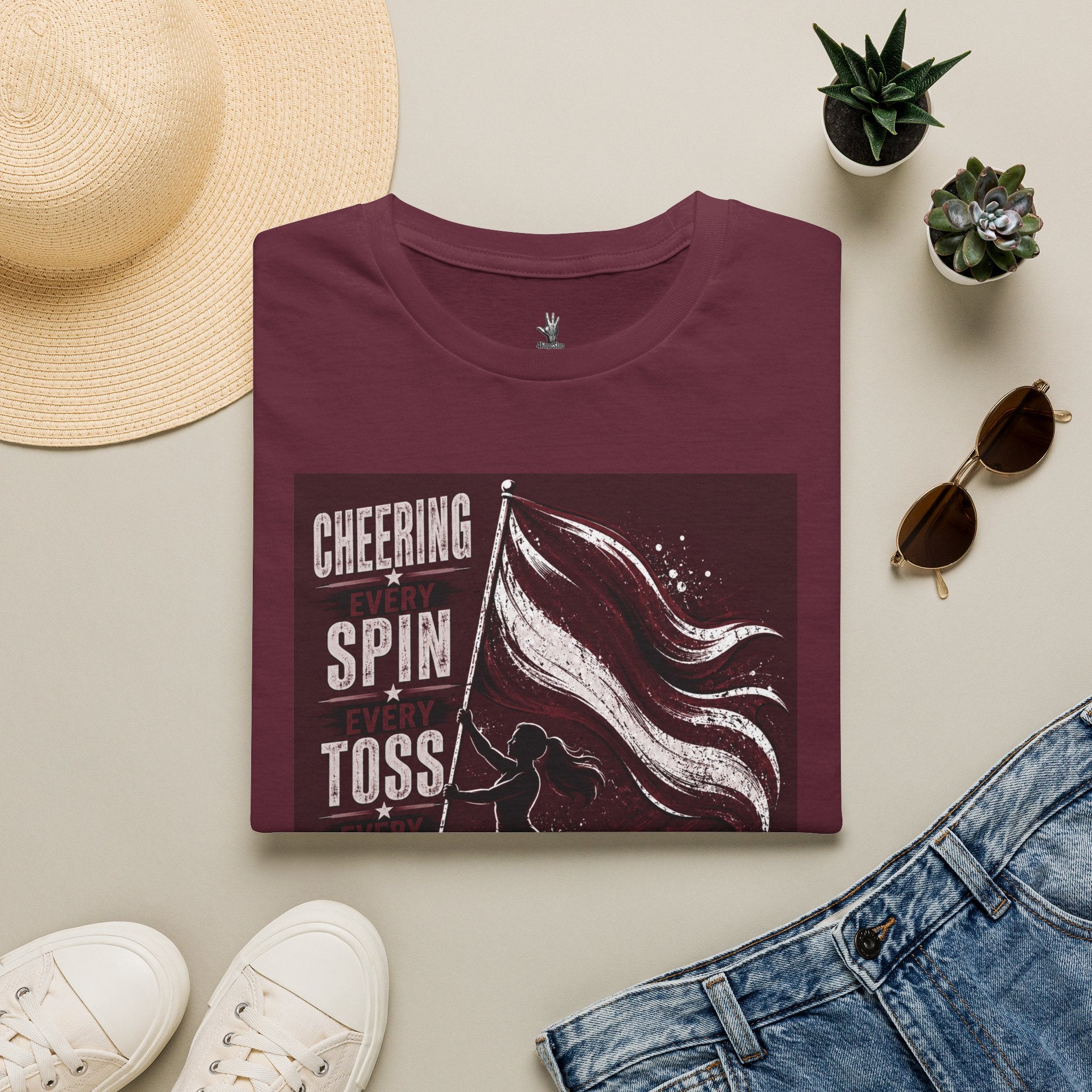 Every Spin Color Guard Flag Team Proud Grand Ma T-Shirt — "Cheering Every Spin Every Toss"