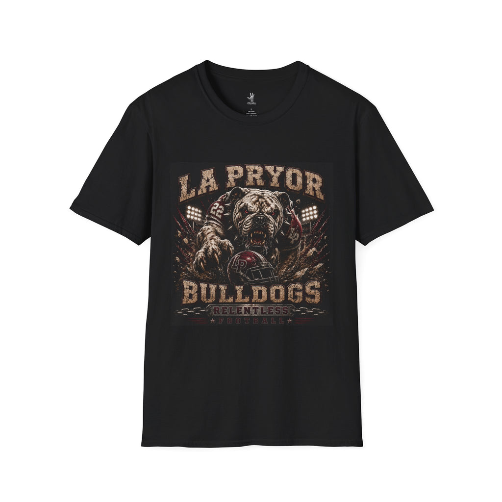 La Pryor Bulldogs "Relentless" T‑Shirt — Vintage Mascot Football Tee