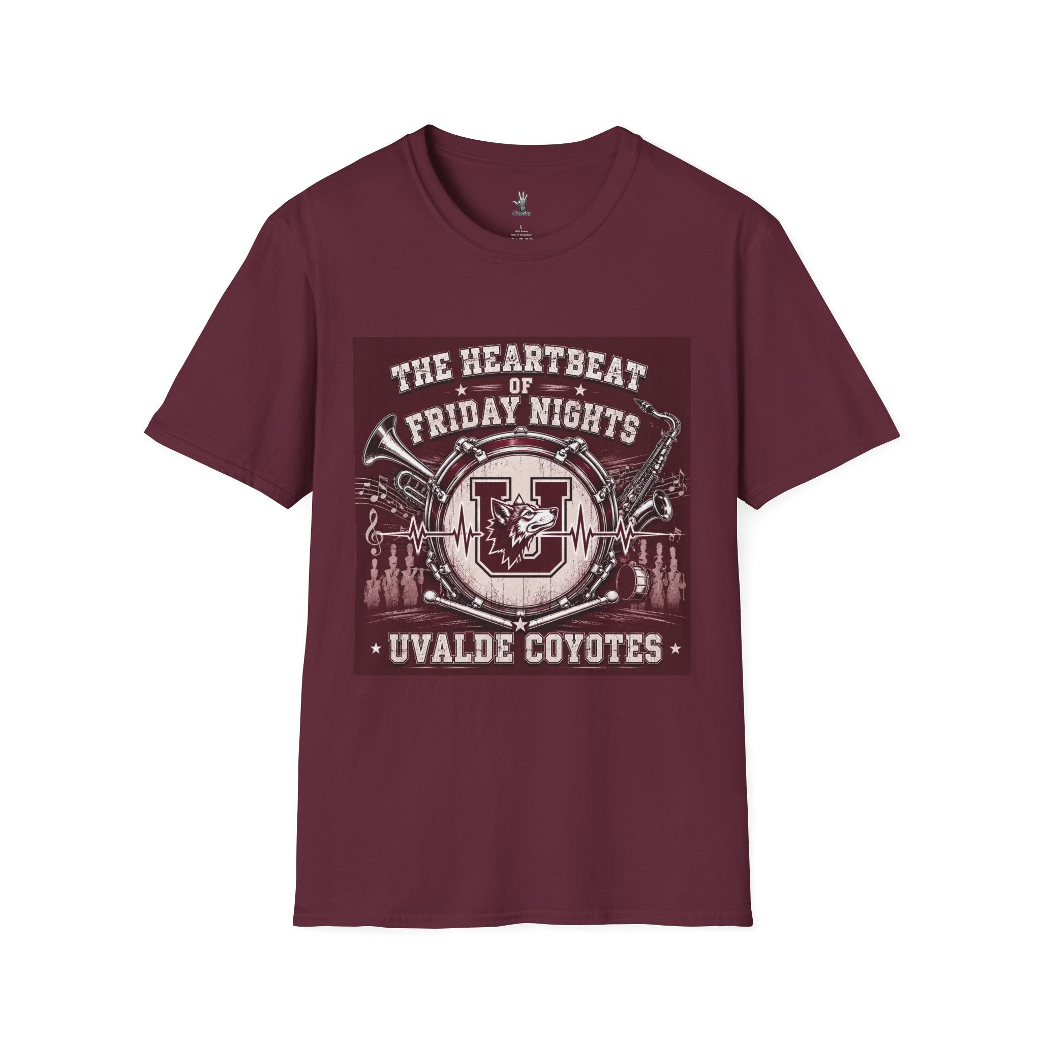 Friday Night Heartbeat Band T-Shirt — "The Heartbeat of Friday Nights" Uvalde Coyotes