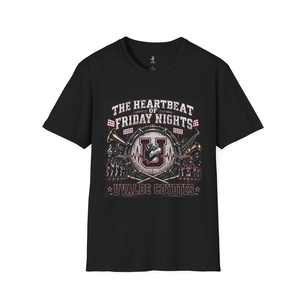 Friday Night Heartbeat Band T-Shirt — "The Heartbeat of Friday Nights" Uvalde Coyotes