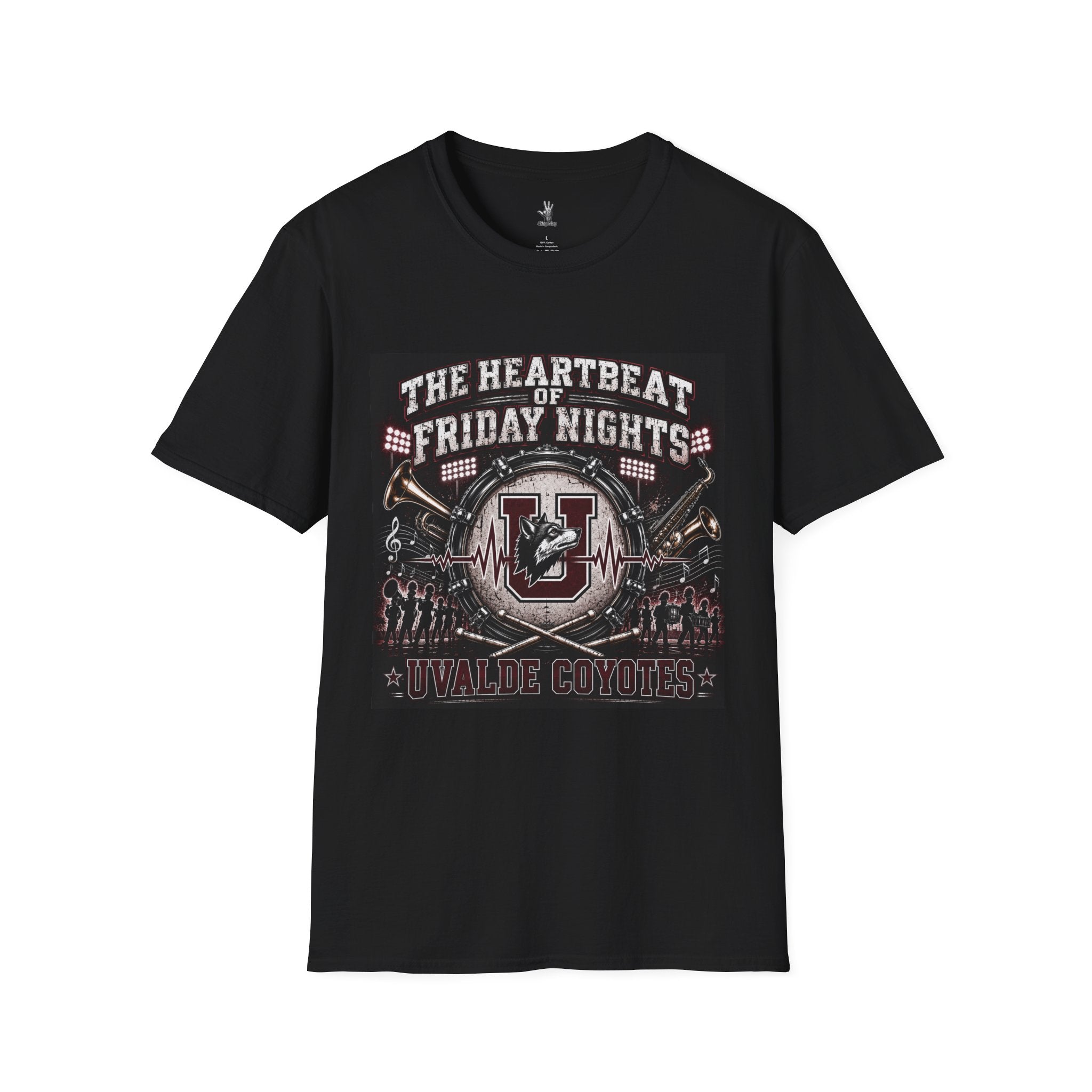 Friday Night Heartbeat Band T-Shirt — "The Heartbeat of Friday Nights" Uvalde Coyotes