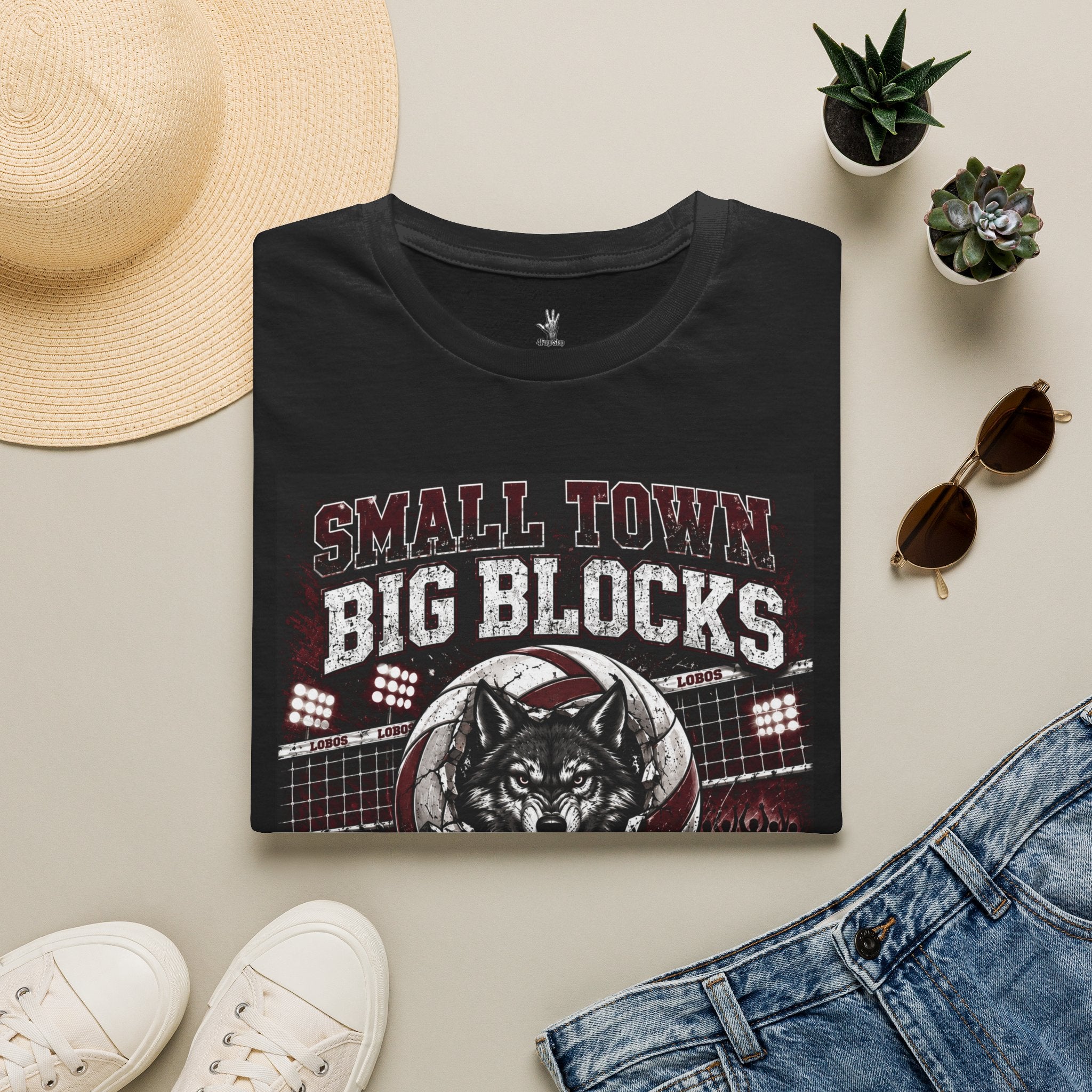 Uvalde Lobos Volleyball T-Shirt — "Small Town Big Blocks" Team Tee