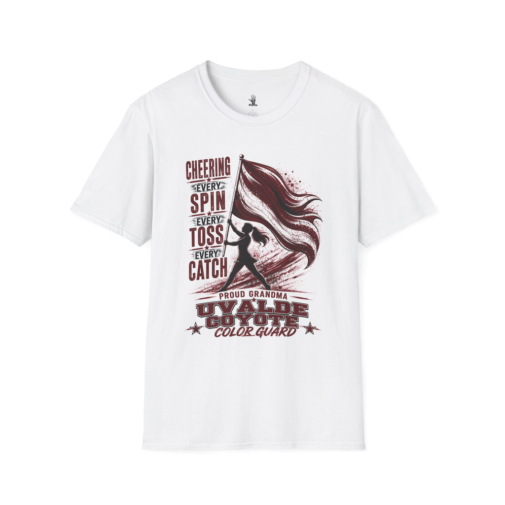 Every Spin Color Guard Flag Team Proud Grand Ma T-Shirt — "Cheering Every Spin Every Toss"