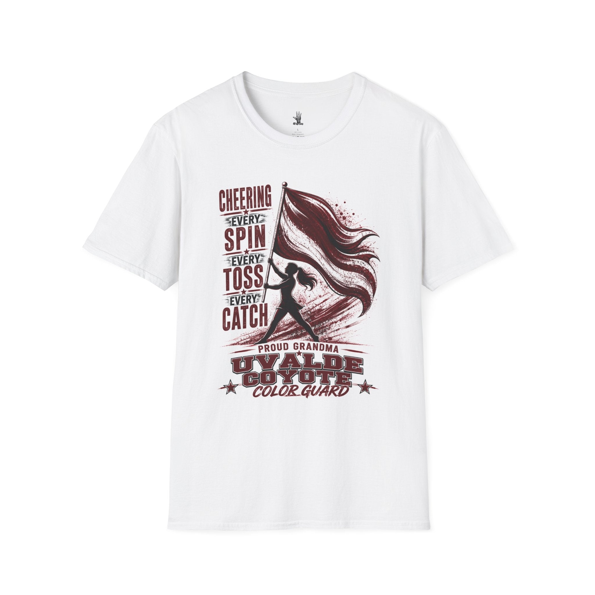 Every Spin Color Guard Flag Team Proud Grand Ma T-Shirt — "Cheering Every Spin Every Toss"