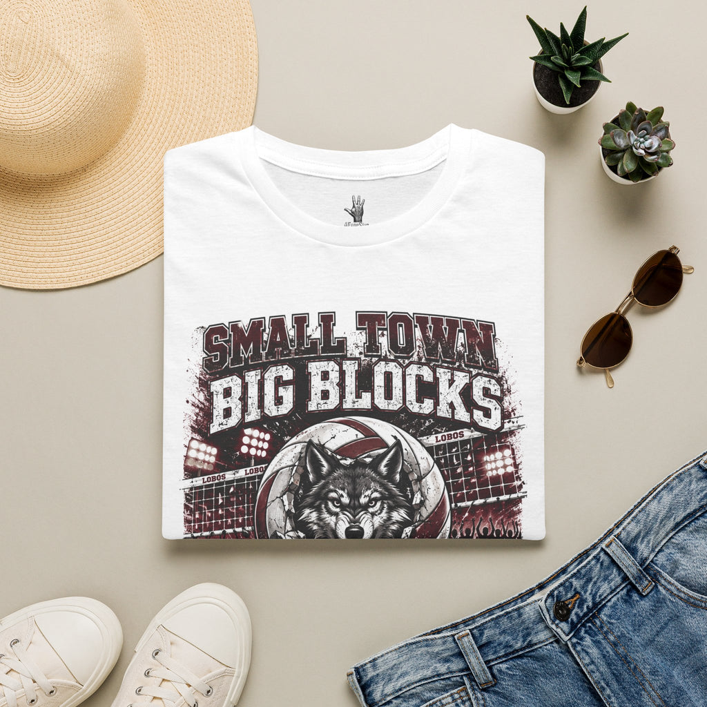 Uvalde Lobos Volleyball T-Shirt — "Small Town Big Blocks" Team Tee