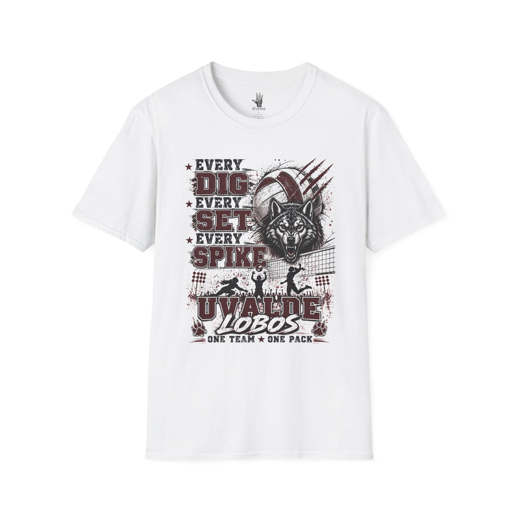Uvalde Lobos Volleyball Tee — "Every Dig, Every Set, Every Spike" Team Spirit Shirt