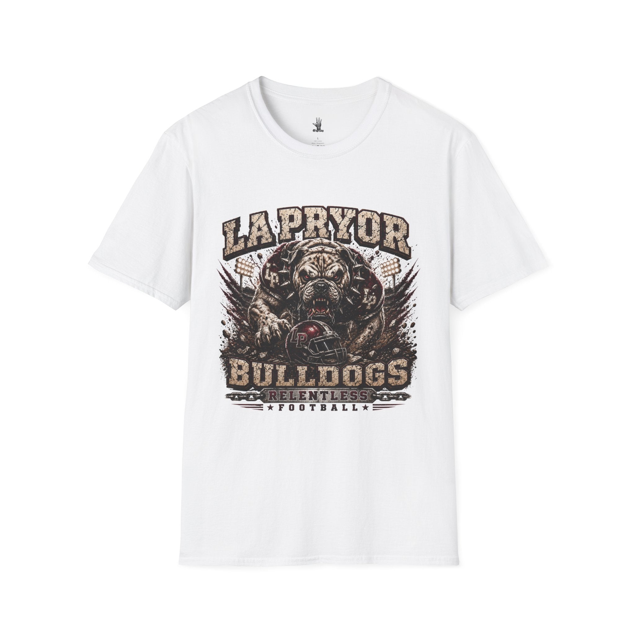 La Pryor Bulldogs "Relentless" T‑Shirt — Vintage Mascot Football Tee