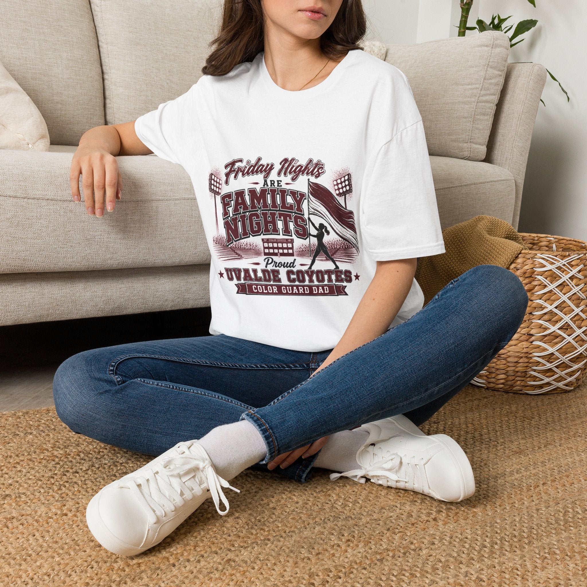Friday Nights Are Family Nights T-Shirt Dad – Uvalde High School Color Guard Dad Tee