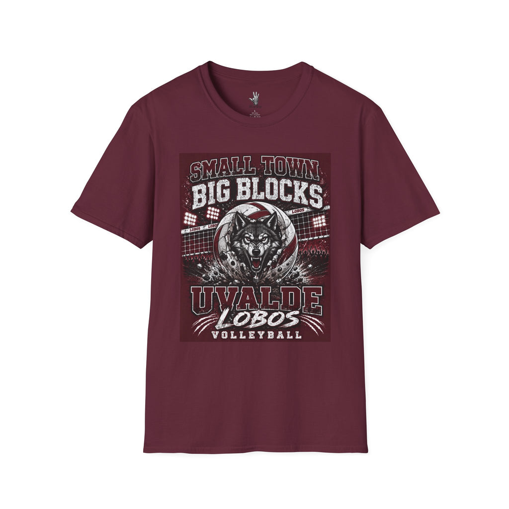 Uvalde Lobos Volleyball T-Shirt — "Small Town Big Blocks" Team Tee