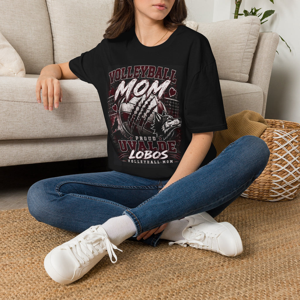 Uvalde Lobos Volleyball Mom T-Shirt — Proud Player Mom Jersey Tee
