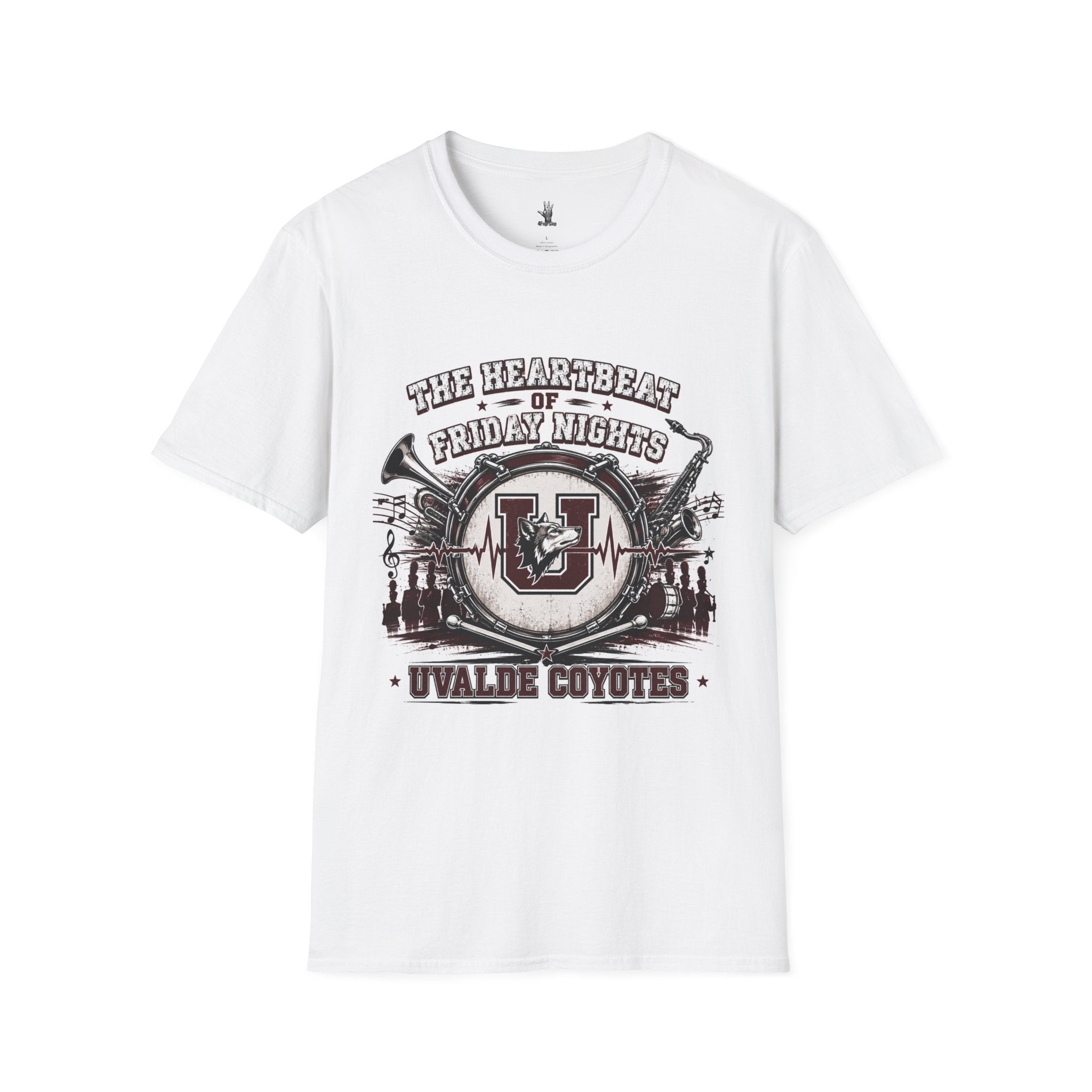 Friday Night Heartbeat Band T-Shirt — "The Heartbeat of Friday Nights" Uvalde Coyotes