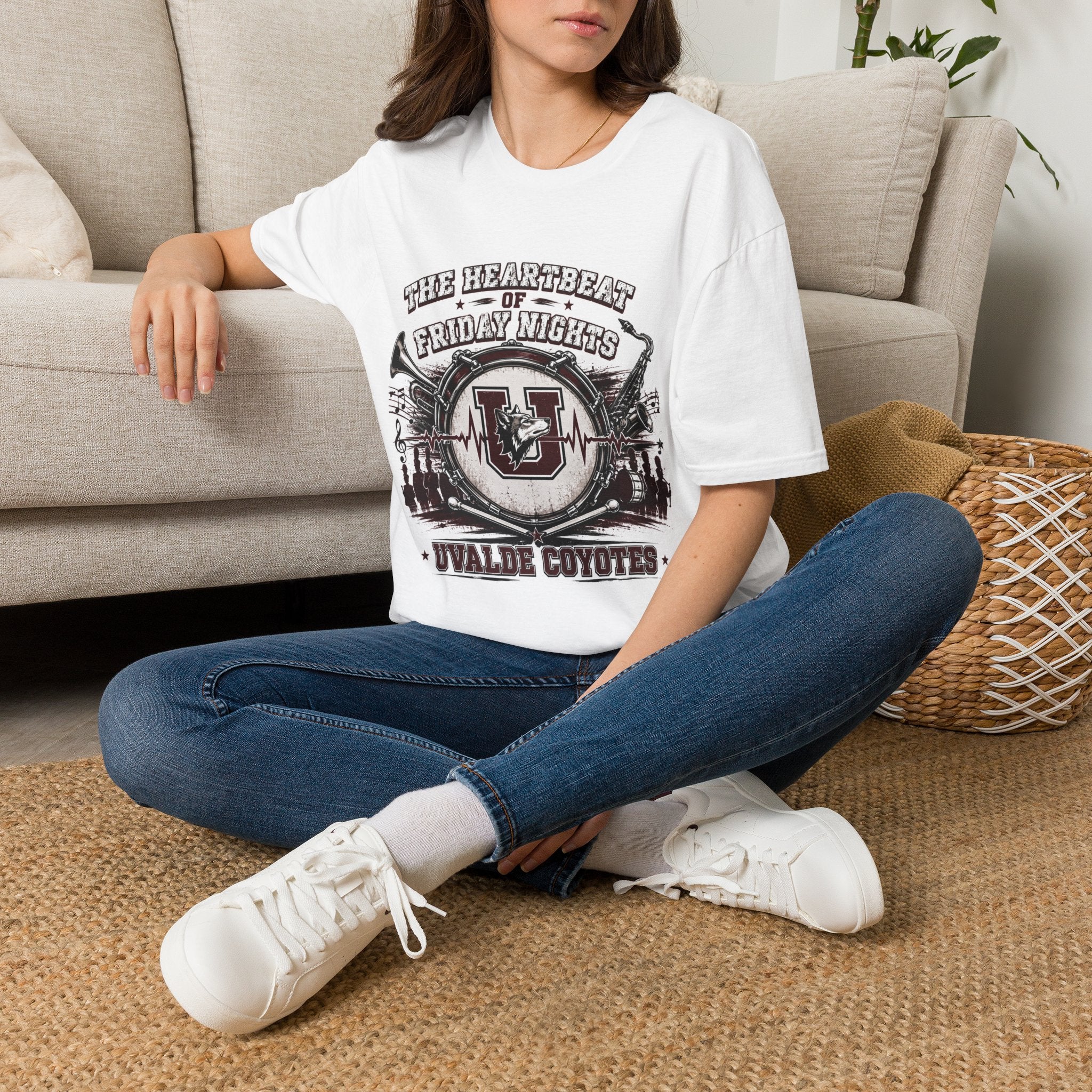 Friday Night Heartbeat Band T-Shirt — "The Heartbeat of Friday Nights" Uvalde Coyotes